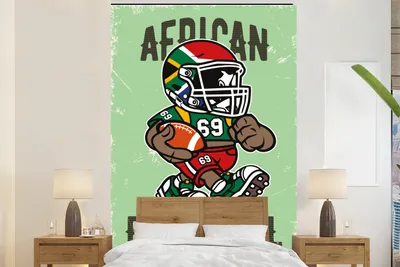 Produktbild von MuchoWow® Fototapete für Wohnzimmer oder Schlafzimmer Wandtapete Vinyl Motivtapete Sport - Fußball - Afrika - Jahrgang - 200x300 cm - Wanddekorationen
