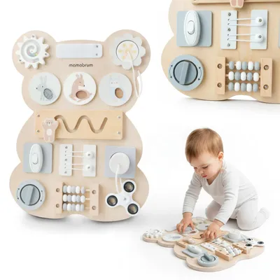 Image de Ours en bois - Jouet d'éveil Montessori - Jouet éducatif en bois - Développement de la motricité fine - Jeu de manipulation et de découverte sensorielle - Pour les enfants à partir de 18 mois