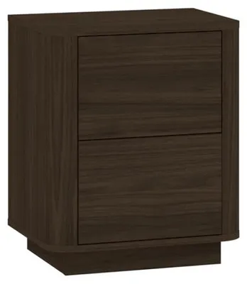 Image de Table de chevet avec 2 tiroirs pour chambre, en chêne et noyer, dimensions : 50 x 40 x 60 cm