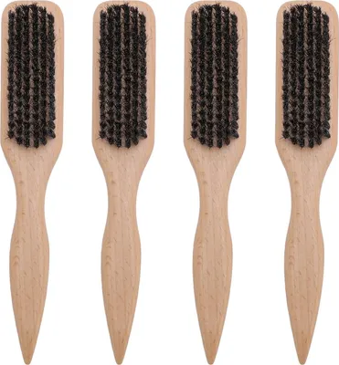 Produktbild von 4 Stück Bartbürste Ergonomischer Holzgriff Barbershop Haarfeger Schnurrbart für die Männerpflege