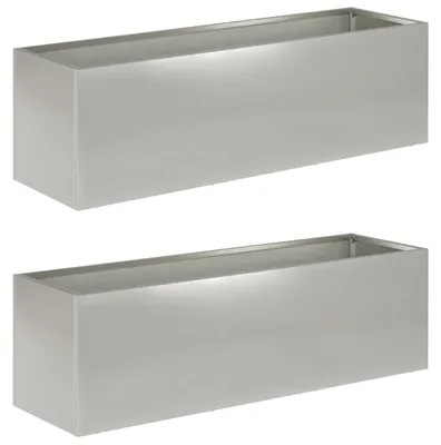 Zdjęcie produktu dla vidaXL Donice ogrodowe, 2 sztuki, srebrne, 80 x 30 x 30 cm, stal nierdzewna