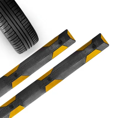 Zdjęcie produktu dla Separator parkingowy gumowy 180 cm 2 sztuki – ogranicznik do miejsc postojowych i garaży ogranicznik parkingowy bariera parkingowa odbojnik gumowy