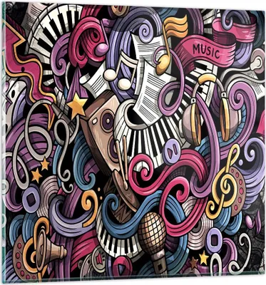 Produktbild von Bilder auf glas - Graffiti modern - 70x70cm - Glasbilder - Wandbilder - Kunstdruck - zum Aufhängen bereit - Wanddekoration aus Glas - Glas Bilder - Wandbild auf Glas - Einteilig - GAC70x70-4015