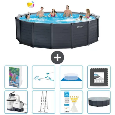 Produktbild von Graphite Panel Pool Rund - 478x124 cm - 9-teilig  S565