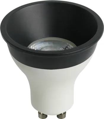 Image de Ampoule LED Deep-Deco Réflecteur blanc 8W GU10 750lm blanc chaud 3000K 36° Variable + anneau noir Ø5cm