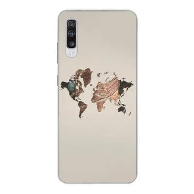 Produktbild von MuchoWow® Handyhülle Schutzhülle Hülle für Samsung Galaxy A70 Weltkarte - Holz - Braun Silikon Softcase Handy Hülle - Schutzhaube