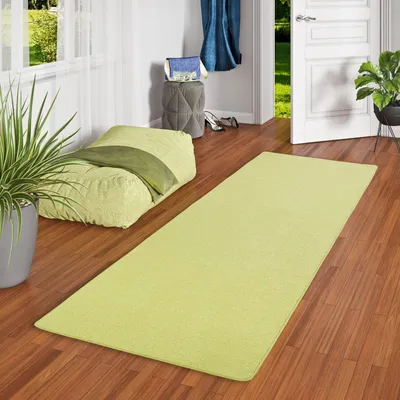 Produktbild von Hochflor Velours Läufer Teppich Luna Lindgrün, Größe:80x160 cm