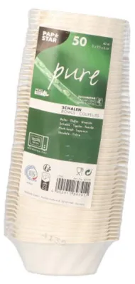 Produktbild von 50 Fingerfood - Schalen Zuckerrohr "pure" 40 ml 3 cm x 9,5 cm x 6 cm weiss "Wave"