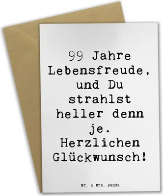 Produktbild von Mr. & Mrs. Panda Glückwunschkarte Spruch 99. Geburtstag Lebensfreude - Weiß - Geschenk, liebevolle Botschaft, Klappkarte, weihnachtskarten, Freude, Geschenke, Meilenstein
