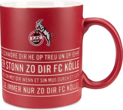 Produktbild von 1. FC Köln Tasse "Hymne" rot, geprägt