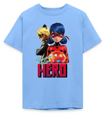Produktbild von Spreadshirt Miraculous Be Your Own Hero Teenager T-Shirt, 152/164 (12-14 Jahre), Himmelblau