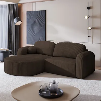 Produktbild von Masseno Ecksofa AMILIA P mit Schlaffunktion L-Form, Sofa mit Bettkasten, Wohnzimmersofa, Couch, Soffa, Bettsofa, Couchgarnitur- Braun, POSO 06