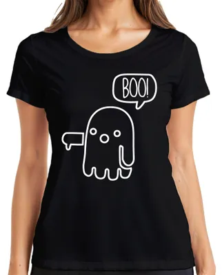 Produktbild von BOO! süßer Geist Halloween lustig Kinder Cartoon niedlich retro Damen T-Shirt, Schwarz, 3XL