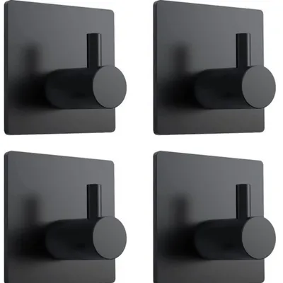 Produktbild von Knaak Selbstklebende Handtuchhaken 4er Set Edelstahl Schwarz
