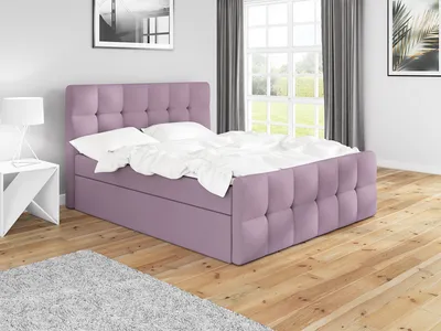 Produktbild von Boxspringbett ITA 140x200 mit 2 Bettkästen, Bonell-Matratze und Topper. Farbe: Rosa.