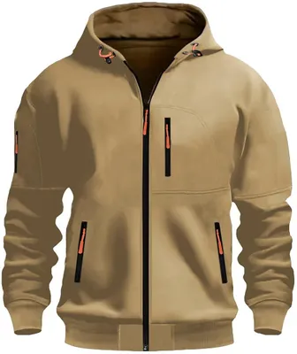 Produktbild von Herren Hoodie mit Reißverschluss - Sportjacke - Multifunktionale Weste - Gestrickt - Kapuze - Polyester Atmungsaktives Material