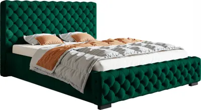 Obrázek produktu pro Ložnicová postel 180x200 cm Adora – výrobce, čalouněná postel s roštem, úložný prostor – sametová látka zelená