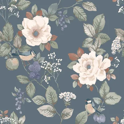 Produktbild von Belgravia - Tapete "Bramble", Floral AG3584 (10 m x 0,5 m) (Blau)