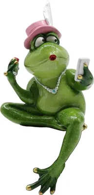 Produktbild von Deko Frosch Frau Kantenhocker Dame Lurch Gecko Tier Figur Skulptur Froschkönig