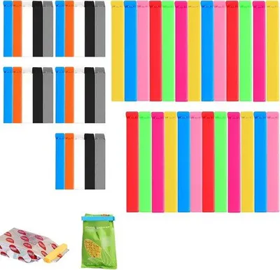 Productafbeelding van 50 stuks luchtdichte afsluitclips voor voedselzakken - 25 x 6 cm en 25 x 11 cm - geschikt voor chips, brood en hondenvoer