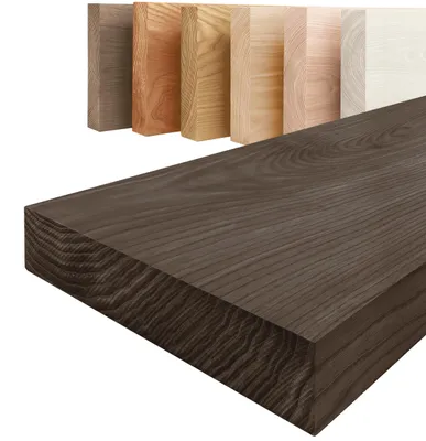 Image de LAMO Manufaktur Étagère bois massif sans pièces de fixation | Etagere murale 60 cm pour salle de bain, couloir, cuisine | Couleur: noir, Bord: droit | Bois massif, design moderne, belle veinure