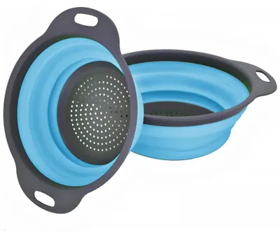 Immagine prodotto di Set 2 Scolapasta Pieghevoli Tondi in Silicone Antiscivolo e Salvaspazio