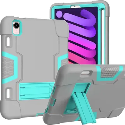 Produktbild von Tasche für iPad Mini 6 8.3" Gepanzert mit Ständer und Stylus Pen Grau
