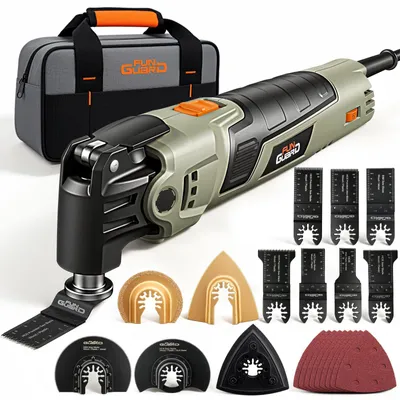 Imagen del producto de Herramienta oscilante de 400 W - Herramienta multifunción - 43 accesorios - Hoja de sierra circular