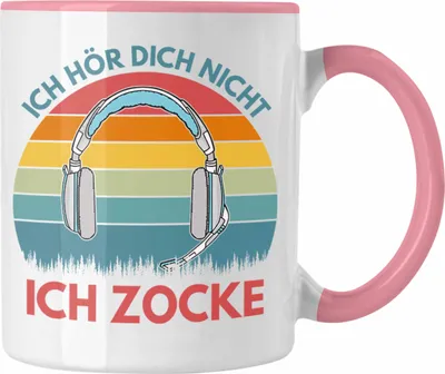 Produktbild von Trendation - Zocker Tasse Geschenk Ich Höre Dich Nicht Ich Zocke Gamer Geschenkidee (Rosa)