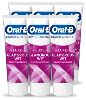 Produktbild von 6 x Oral-B 3D White Advanced Luxe Glamorous White Zahnpasta 75 ml - Vorteilspackung - 6 Stücke