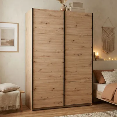 Image de Tredozio - Grande Armoire, 146x218h cm Chêne Brun Nœuds, Porte-manteaux