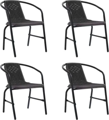 Image de Chaises de jardin lot de 4 Rotin plastique et acier 110 kg