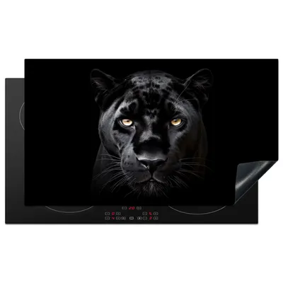 Produktbild von KitchenYeah© Herdabdeckplatte Panther - Tiere - Schwarz - Porträt , 91x52cm, Küche Deko, Glaskeramikkochfeld Herdabdeckung, Abdeckplatte fùr Kochfeld