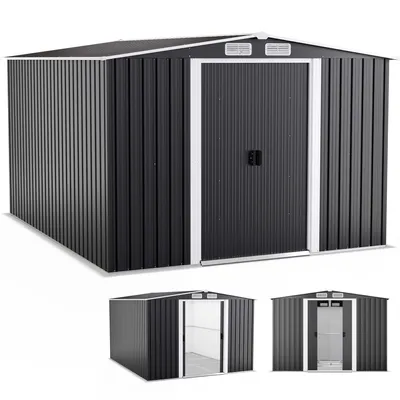 Produktbild von ONBEST Gerätehaus Premium | Metall | mit Fundament | Schiebetür | inklusive 2 Haken | 8 m² | Wetterfest