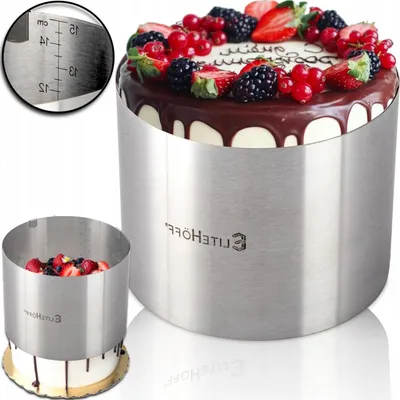 Produktbild von Elitehoff Verstellbarer Edelstahl Kuchenring Hoher Rand 16-30 cm