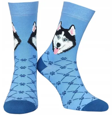 Obrázok produktu pre KREBO Elegantné Bavlnené Ponožky Sibírsky Husky 39-42
