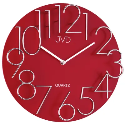 Produktbild von JVD HB10 Wanduhr Quarz analog Holz rot rund modern