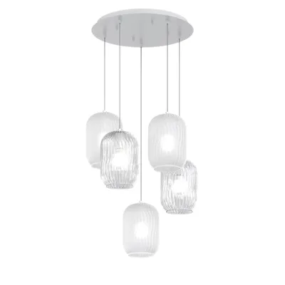 Produktbild von Tender Zeitgenössische Aufhängung Metall Weiß Transparentes Glas 5 Lichter E27