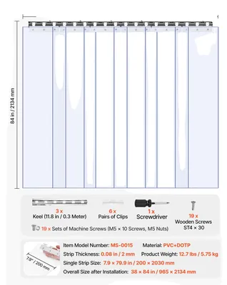Productafbeelding van PVC-gordijn, duurzaam materiaal, eenvoudige installatie, 96,5 x 213 cm