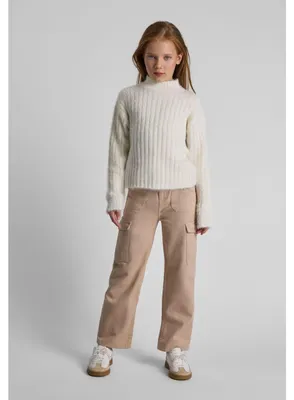 Immagine prodotto di Pantaloni cargo Minoti in cotone, color beige, taglia 98, per bambine