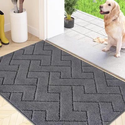 Produktbild von Schmutzfangmatte Innen 50x80 cm grau rutschfest waschbar absorbierend Fußmatte