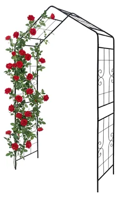 Image de Relaxdays Arche à roses, métal, arche de jardin, H x l x P : 240 x 143 x 43 cm, arche robuste pour plantes grimpantes, noir