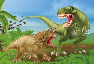 Produktbild von 3 D Ansichtskarte kämpfende Dinosaurier, Postkarte Wackelkarte Hologrammkarte Tiere Tier Dinos