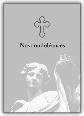 Produktbild von Französische Kondolenzkarte mit Engel und Kreuz: Nos condoléances