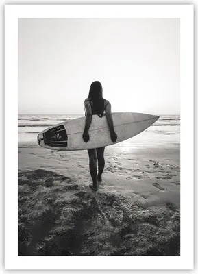 Produktbild von Poster - Poster ohne Rahmen - Frau Strand Surfen - 50x70 cm - Wand Bild - Wanddeko - Wandbilder - Kunstposter - Wandposter - Bilder - Kunstdruck - Wanddekoration - Wandbild - P2XPA50x70-5036