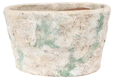 Produktbild von Clayre & Eef Blumentopf 25x16x15 cm Beige Grün Terrakotta