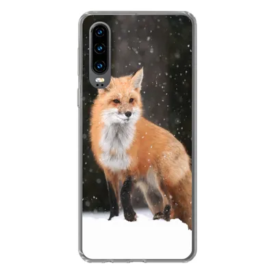 Produktbild von MuchoWow® Handyhülle Schutzhülle Hülle für Huawei P30 Fuchs - Schnee - Winter Silikon Softcase Handy Hülle - Kartenbesitzer