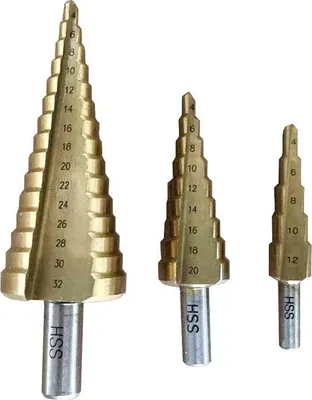Obrázok produktu pre Kónické stupňovité vrtáky na kov 4 – 32 mm, 3 ks