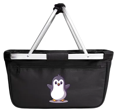 Produktbild von Huuraa Einkaufskorb Pinguin Comic 20 Liter Black faltbarer Tragekorb Geschenkidee