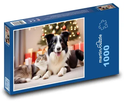 Obrázek produktu pro martinpuzzle - Puzzle 1000 - Kočka a pes u vánočního stromku
